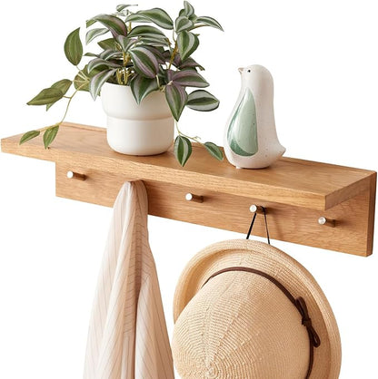Oak Wood Coat Rack Wall Mount by TREOAKWIS