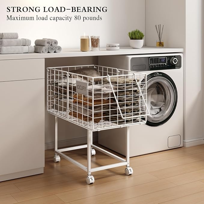 Wire Laundry Hamper, 80L Rolling Laundry Basket Cart on Wheels, Dirty Clothes - Image 5