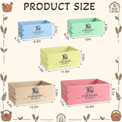 Barydat Set of 5 Wood Crates for Display Decorative Nesting Wooden Crate Storage - Image 3
