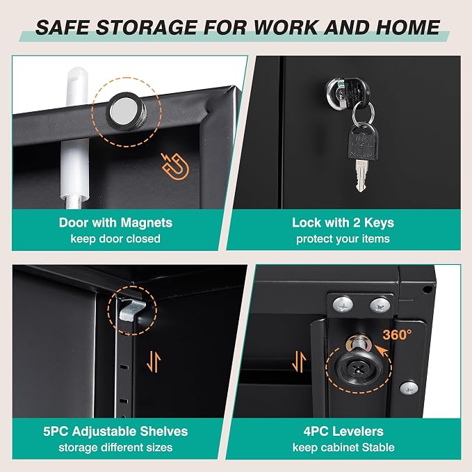 SISESOL Wide & Deep Metal Storage Cabinet - Image 8