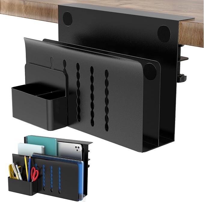 HAMOPY Desk Side Storage, 2 Tier Steel Hanging Desk Organizer by HAMOPY