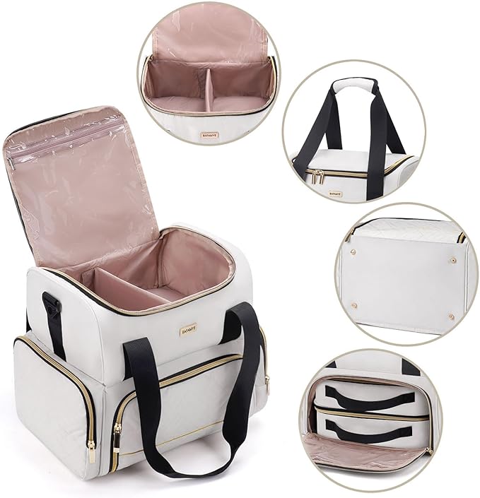 Large Makeup Cosmetic Bag with 2 Removable Case, Double Layer Travel Makeup - Image 4