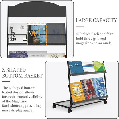 Floor-Standing Magazine Rack 4-Layer - Image 3