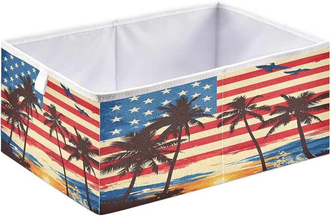 American Flag Coconut Tree Closet Organizers Storage Cubes Storage Bins Shelf - Image 2