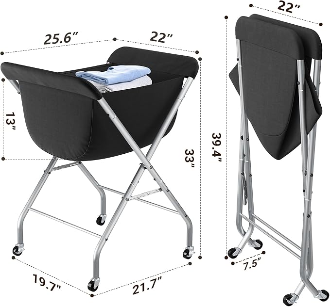 ELYKEN Laundry Basket with Wheels, Collapsible Laundry Hamper, Foldable Design - Image 5