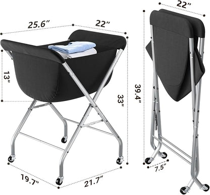 ELYKEN Laundry Basket with Wheels, Collapsible Laundry Hamper, Foldable Design - Image 5