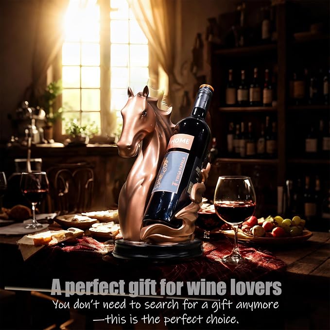 Wine Bottle Holder Wine Racks Tabletop Horse Statue as Home Kitchen Wine Cellar - Image 4