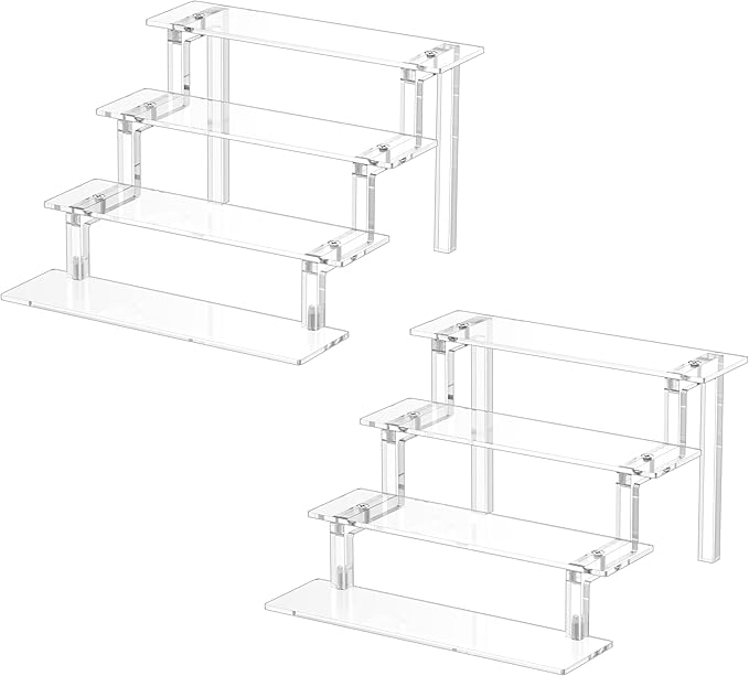WINKINE Acrylic Display Riser, Perfume Stand Organizer, 4 Tier Clear Display by WINKINE
