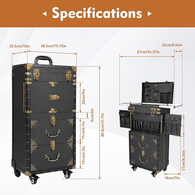 Cosmetic Train Case, Makeup Organizer Travel Case - Image 9