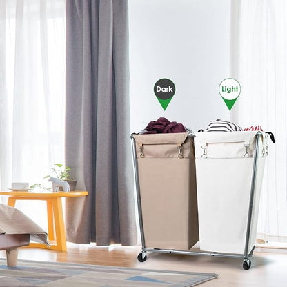 280L Laundry Cart with Wheels, Commercial Large Rolling Laundry Sorter - Image 4