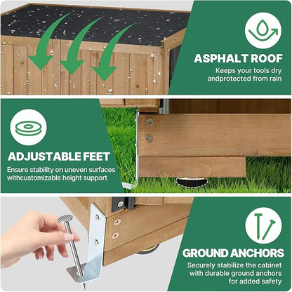 Ketive Outdoor Storage Cabinet, Tall Tool Garden Cabinet - Image 4