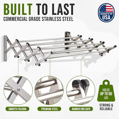 Smartsome Wall Mounted Clothes Drying Rack | Adjustable to Fit Your Space | 20 - Image 4