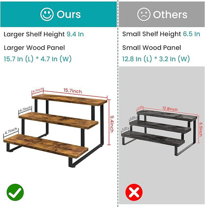 ELITEROO 3 Tier Wooden Display Rack, Portable Products Display Stand, 3 Step - Image 2