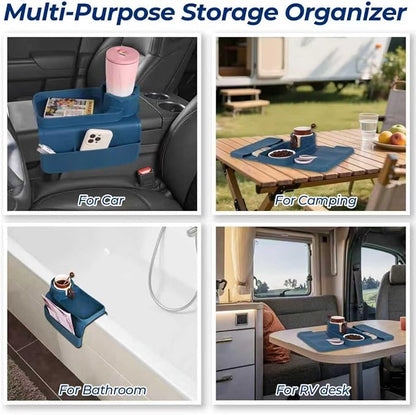 Silicone Couch Cup Holder Tray, 3-Side Sofa Armrest Organizer - Image 5