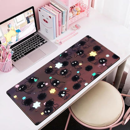 Desk Pad Anime Black Pom Poms Gaming Mouse Pad Large Star Designs Desk Office - Image 6