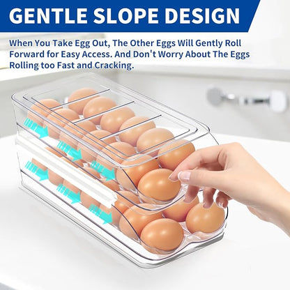 Egg Holder for Fridge, Automatic Rolling Egg Organizer for Refrigerator - Image 2