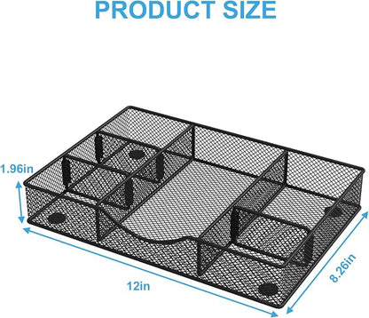 Desk Drawer Organizer Tray, Metal Mesh Drawer Organizers Office, 6 Adjustable - Image 2