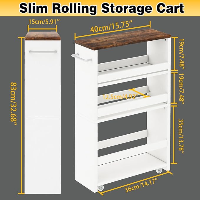 IBUYKE Slim Storage Cart 5.9" W, Rolling Organizer Trolley - Image 5