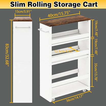 IBUYKE Slim Storage Cart 5.9" W, Rolling Organizer Trolley - Image 5