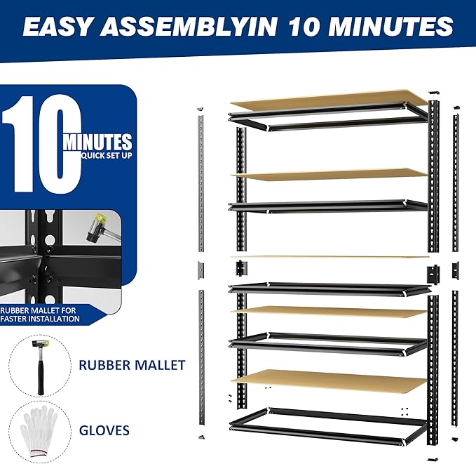 2025LBS Storage Shelves Heavy Duty 5 Tier Garage Storage Shelves, Adjustable - Image 6