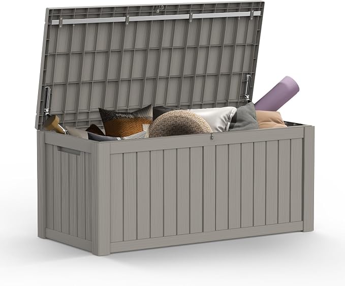 Mars Villa 119 Gallon Outdoor Storage Box, Large Resin Deck Box Waterproof by MarsVilla