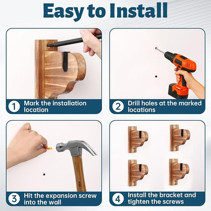 Skateboard Wall Mount, Wooden Horizontal Skateboard Rack Wall Hanger Display - Image 7