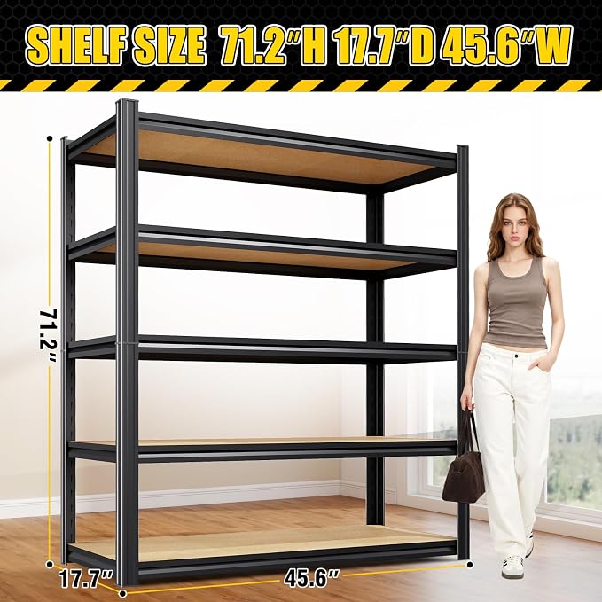 4 Pack Garage Shelving Heavy Duty Storage Shelves, Metal Adjustable Shelving - Image 3