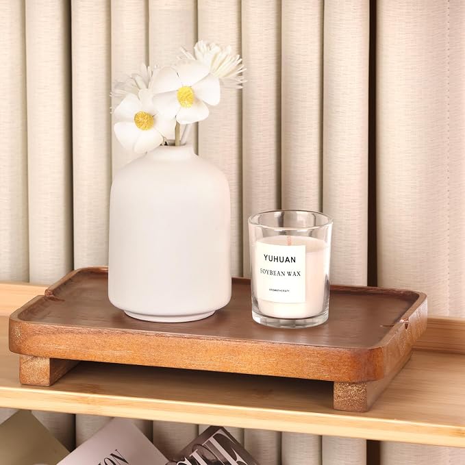 Wood Riser Small Decorative Tray Sink Soap Dish, Vanity Tray Pedestal Stand 9 x - Image 8
