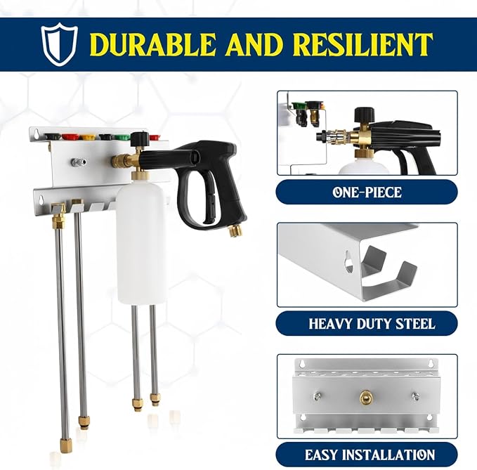 Pressure Washer Gun Holder, Wall Mount Foam Cannon Holder, Car Wash Accessories - Image 6
