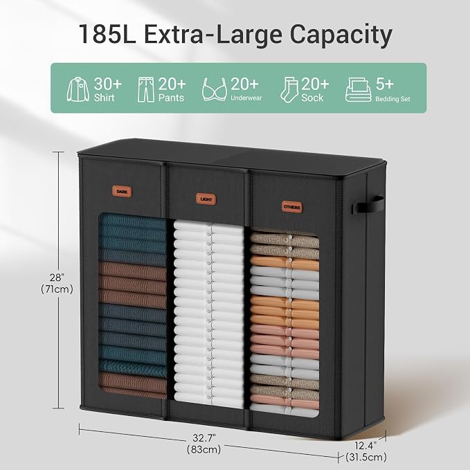 185L Laundry Hamper 3 Section - Image 2