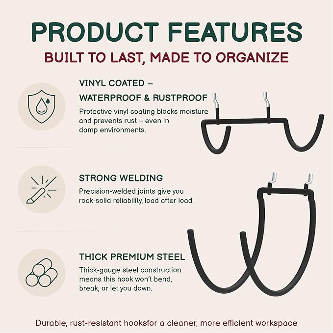 10-Pack Heavy Duty Pegboard Drill Holder & Utility Hooks | Fit 1/4 Inch - Image 3