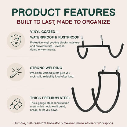 10-Pack Heavy Duty Pegboard Drill Holder & Utility Hooks | Fit 1/4 Inch - Image 3
