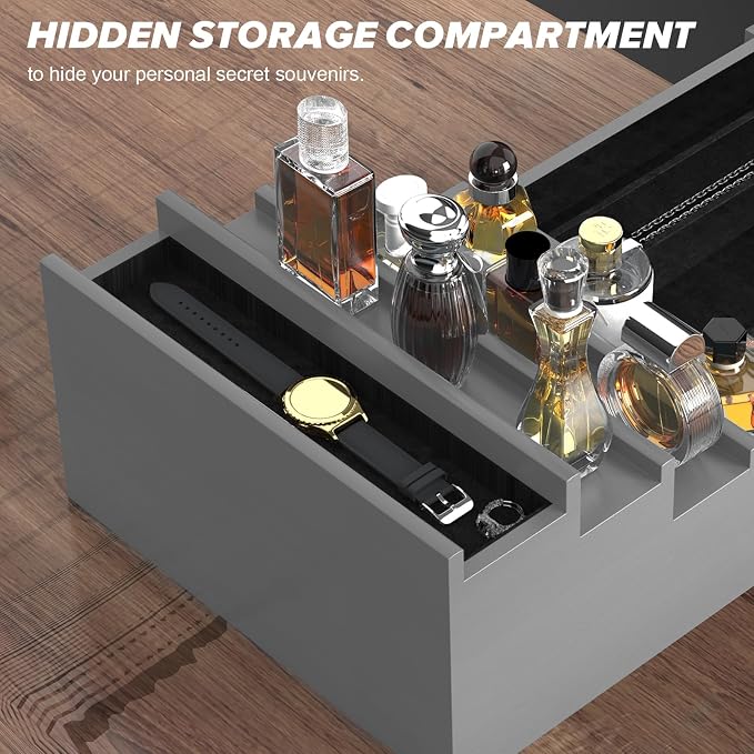 upcessory Cologne Organizer for Men, 4 Tier Black Wood Perfume Organizer - Image 3