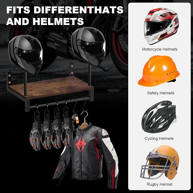 Motorcycle Helmet Rack Wall Mount, Helmet Holder - Image 4