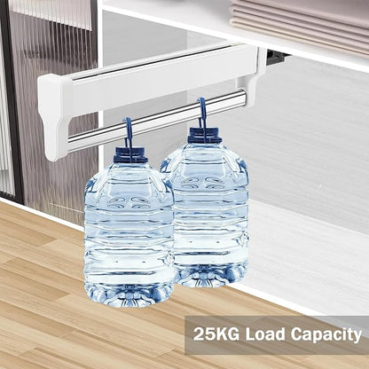 Pull Out Closet Valet Rod, Adjustable Sliding Heavy Duty Steel Top Mounted - Image 3