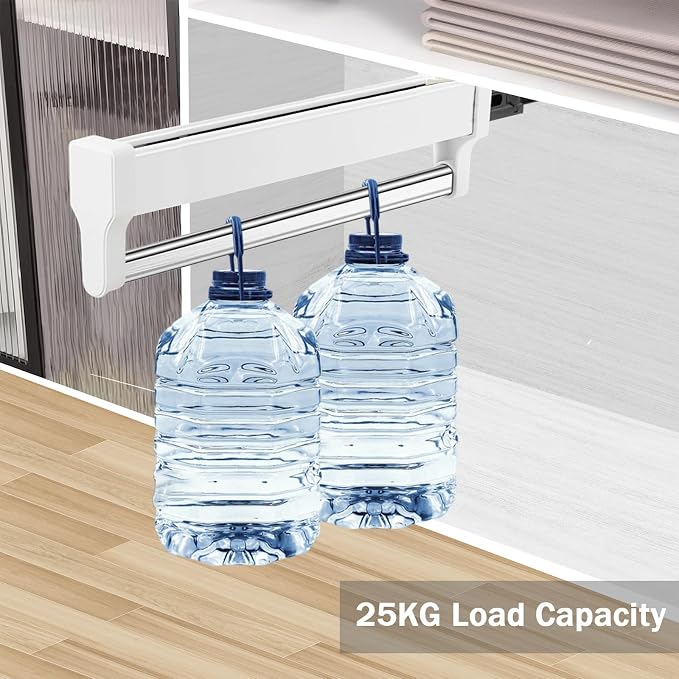 Pull Out Closet Valet Rod, Adjustable Sliding Heavy Duty Steel Top Mounted - Image 3