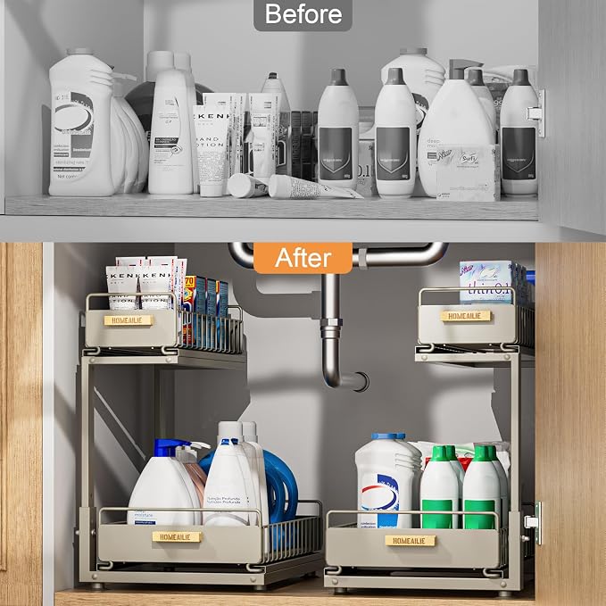 Under Sink Organizer, High Adjustable 2 Tier Under Kitchen Sink Organizer - Image 6