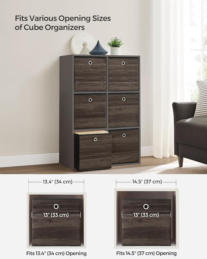 SONGMICS Storage Cubes, Foldable Fabric Storage Bins, Chestnut Brown, URFB133K01 - Image 4