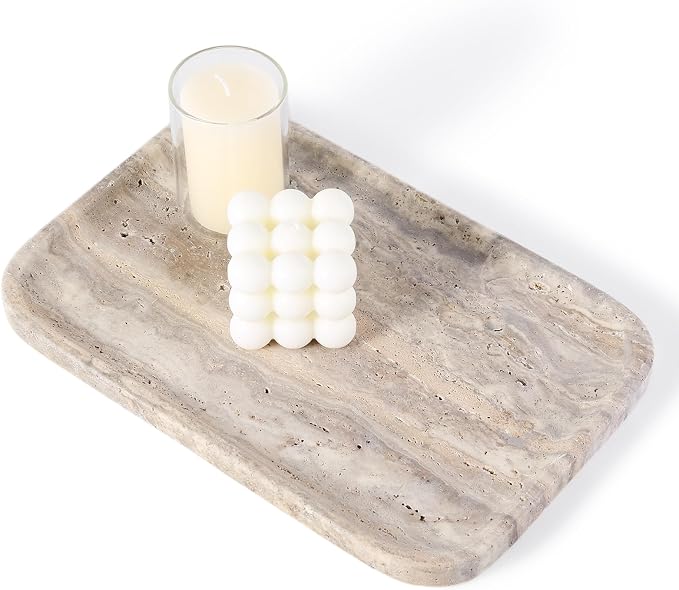 Marble Vanity Trays, Travertine Bathroom Tray, Decorative Tray by Karibiber