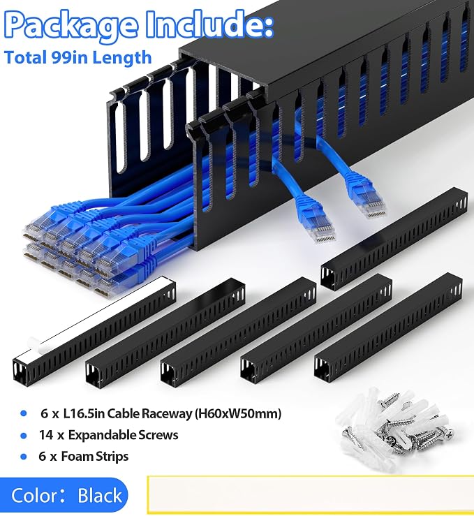 99in Professional Server Rack Cable Management Raceway, H2.4in x W2in Large - Image 6