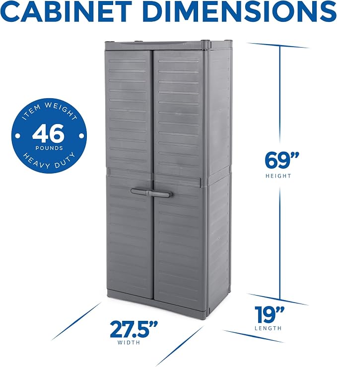 Gracious Living 3-Shelf Base Cabinet, MaxIt Lockable Utility Storage - Image 3