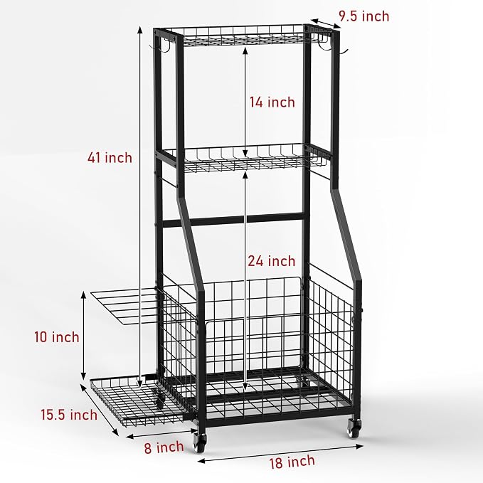 Sports Equipment Garage Organizer, Garage Ball Storage Rack - Image 8