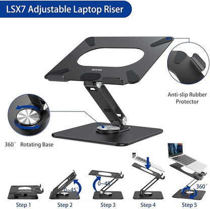 BESIGN LSX7 Laptop Stand with 360 Rotating Base, Ergonomic Adjustable Notebook - Image 8