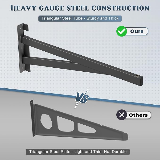 2 Pack Heavy Duty Garage Wall Shelving Set, Wall Mounted, Traditional Style - Image 8