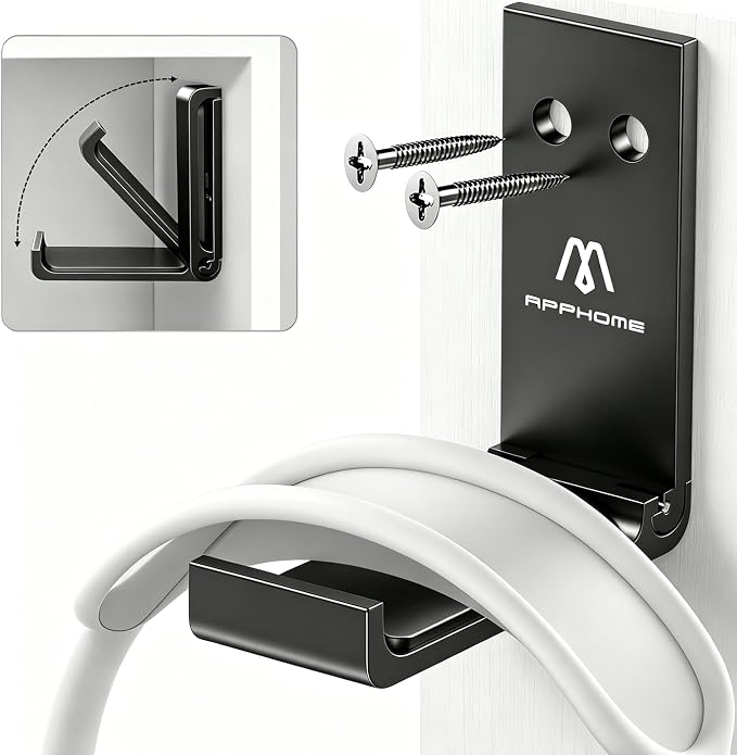 Foldable Aluminum Headphone Stand & Headset Holder Mount, Under Desk Wall Hook by APPHOME