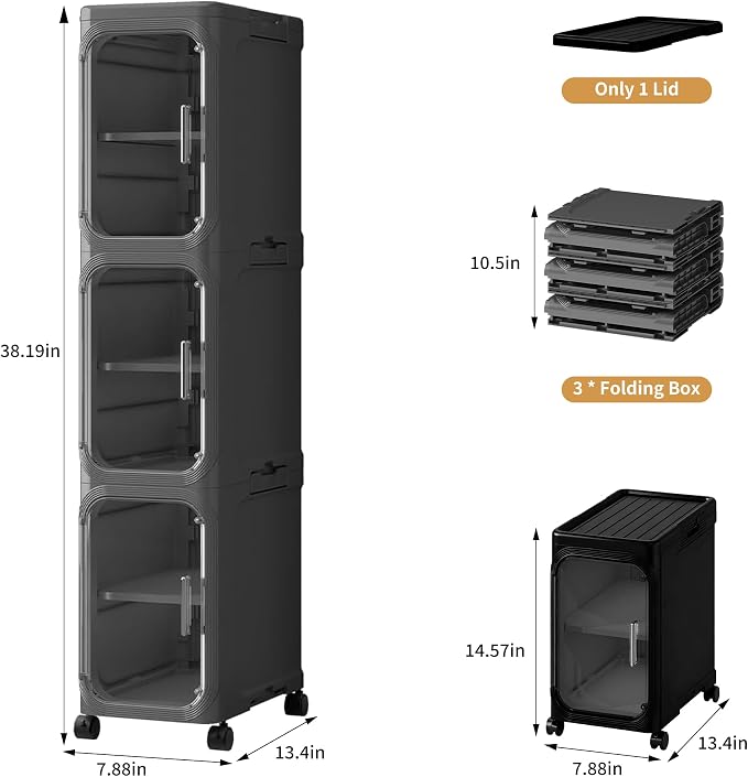 3-Tier Narrow Slim Bathroom Storage Cabinet - Image 2