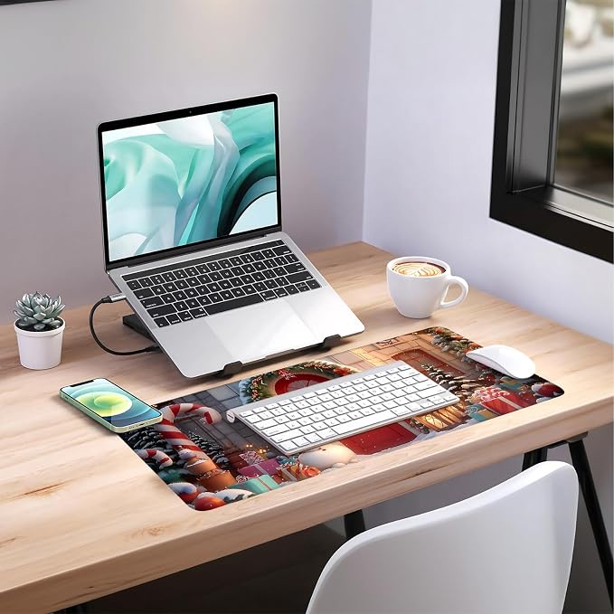 Christmas Scene Gaming Mouse Pad 31.5"x11.8"Desk Mat Anti-Slip Rubber Base & - Image 7