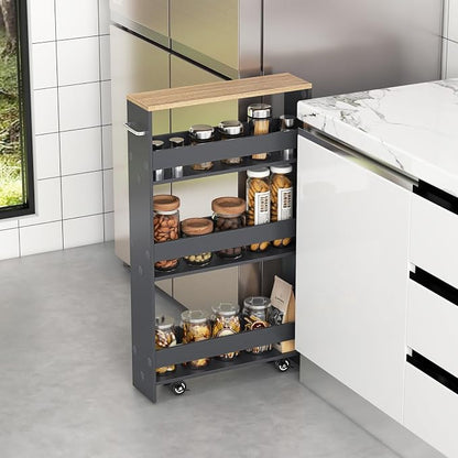 MAT EXPERT Slim Rolling Storage Cart, 4-Tier Freestanding Slim Storage Cart - Image 2