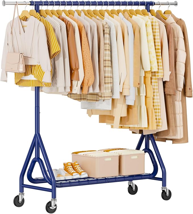 Heavy Duty Clothing Rack, Metal Clothes Rack Load 450 LBS, Rolling Coat Racks by JIEJIERUI