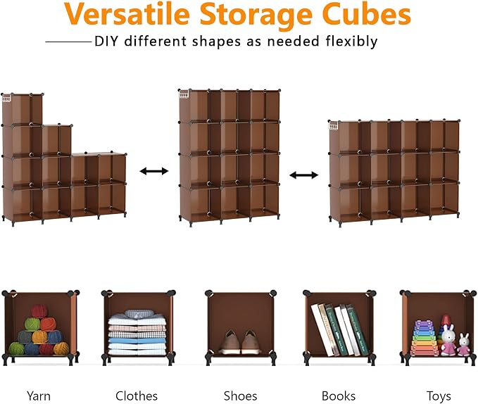 AWTATOS Cube Storage Organizer, Storage Cubes Shelves Bookshelf, 12 Cube Closet - Image 5
